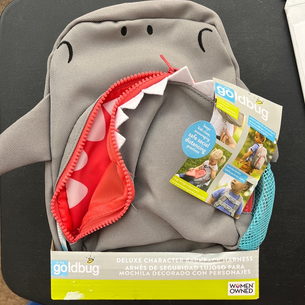 Brand New Goldbug deluxe character backpack harness - Shark